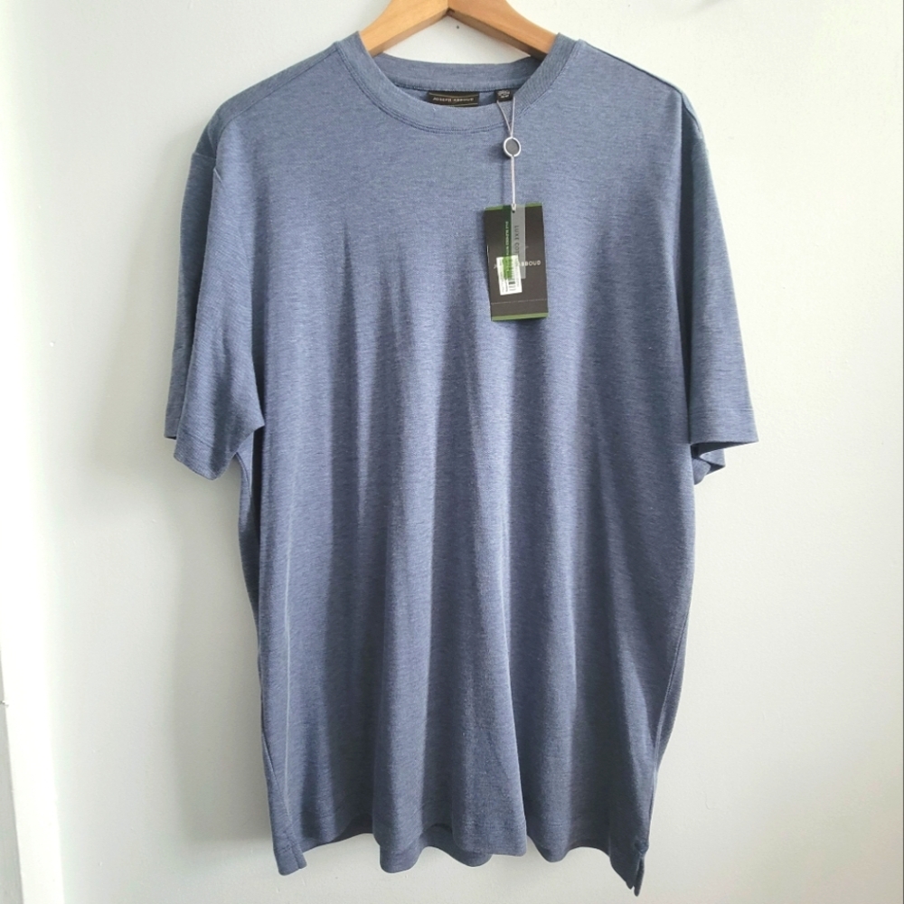 Joseph Abboud Size M Luxe Cotton Silk  Marine Blue Short Sleeve Tee Crew Neck